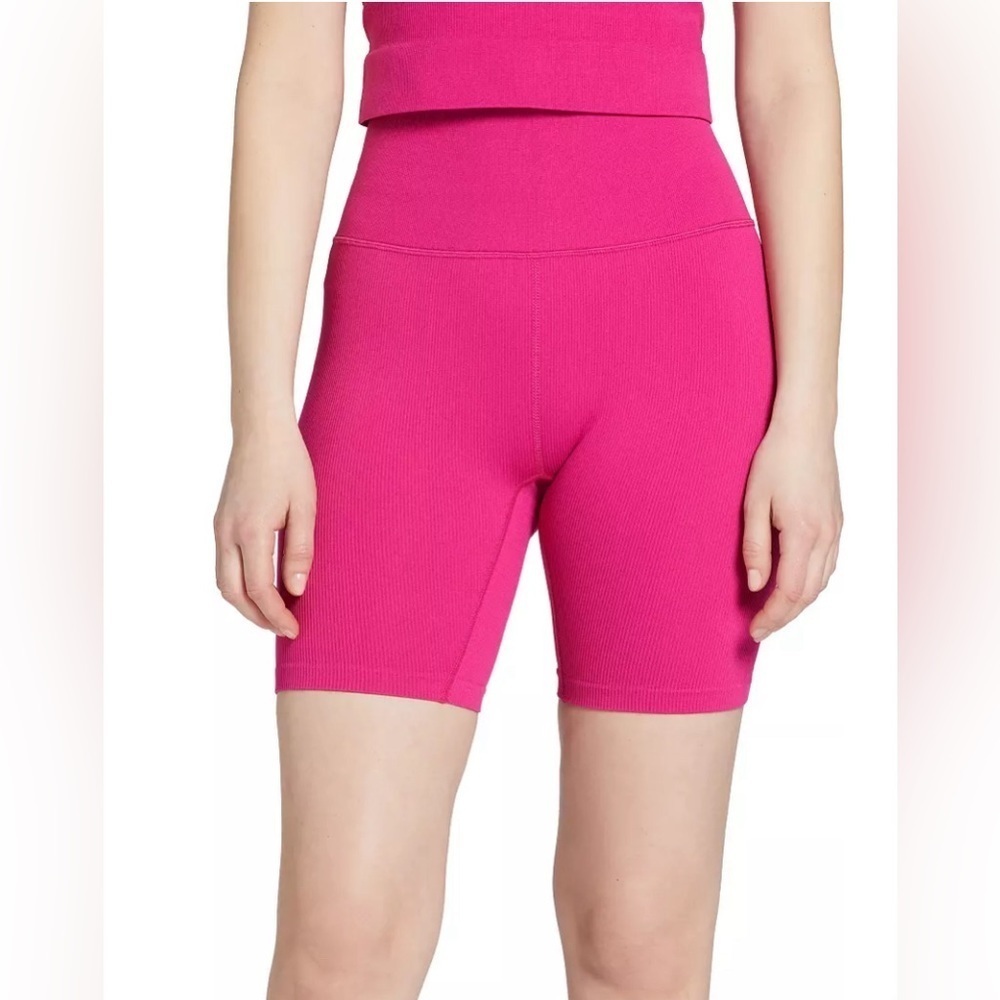DSG Momentum Seamless high waisted pink ribbed 6.5” inseam bike shorts